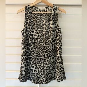 Daniel Rainn Black and Tan Animal Print Sleeveless Top